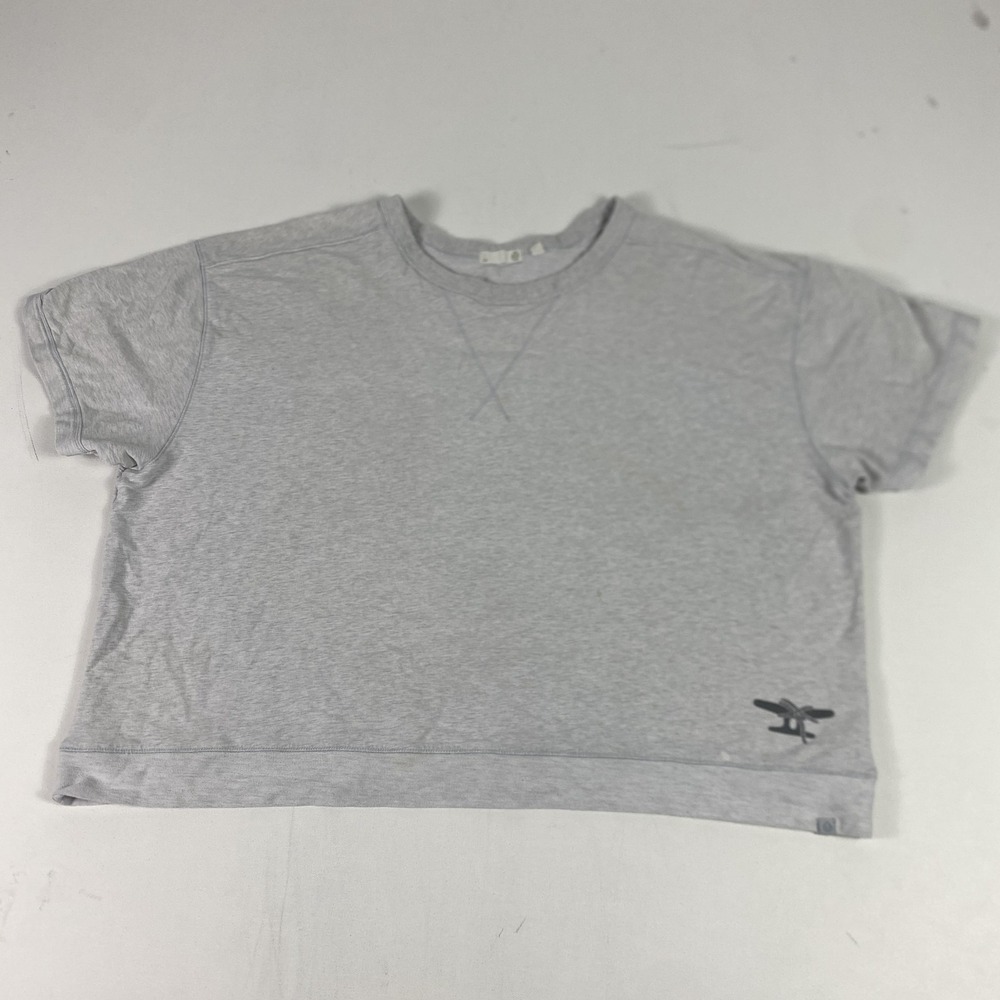 Tasc Performance Shirt Womens XL Gray Cropped Short Sleeve Crewneck Athletic Top